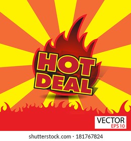 Hot deal sticker  with flames