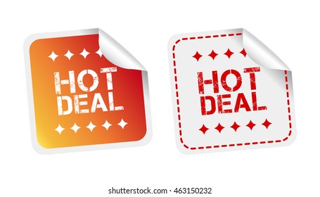 Hot deal stickers. Vector illustration on white background.