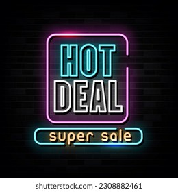 Hot Deal Super Sale Neon Signs Vector