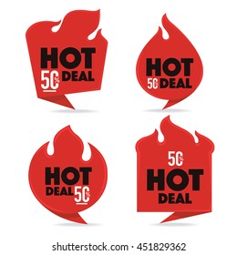 hot deal, vector fire banner, template design for your sale or discount promotion