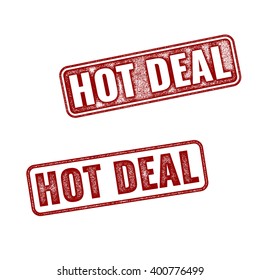 Hot Deal vector grunge textured red rubber stamp isolated on white background