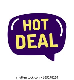 Hot deal. Vector icon, sticker, badge, mark hand drawn illustration on white background.
