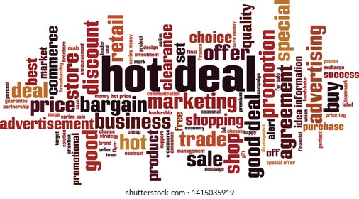 Hot deal word cloud concept. Collage made of words about hot deal. Vector illustration 