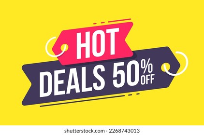 Hot Deals 50% Off  Advertising Shopping Label