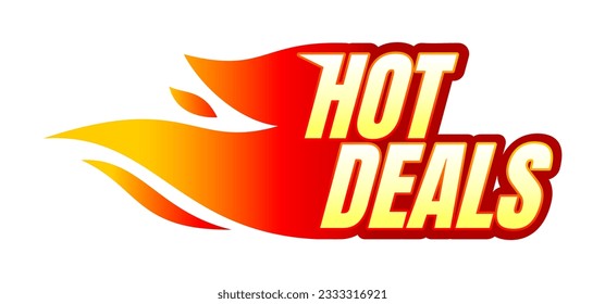 Hot deals fire vector icon label isolated on white background. Vector illustration
