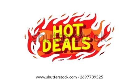 Hot deals fire vector icon label isolated on white Background stickers Illustration