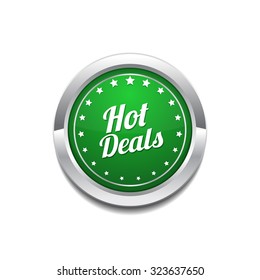 Hot Deals Green Vector Icon Button