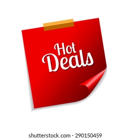 Hot Deals Red Sticky Notes Vector Icon Design