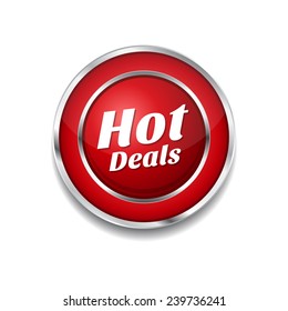 Hot Deals Red Vector Icon Button