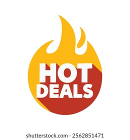 Hot deals store shop design vector, hot deal fire sign