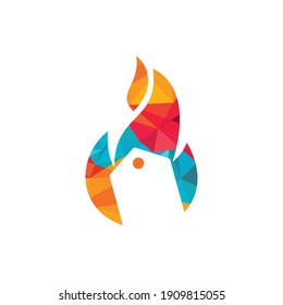 Hot deals vector logo design template. Fire and shopping icon design.	