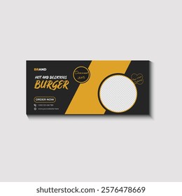 Hot and Delicious Burger promotion social media facebook cover banner template