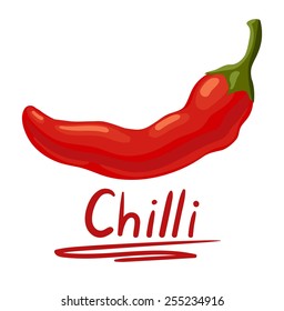 Hot delicious fresh red chilli. Isolated