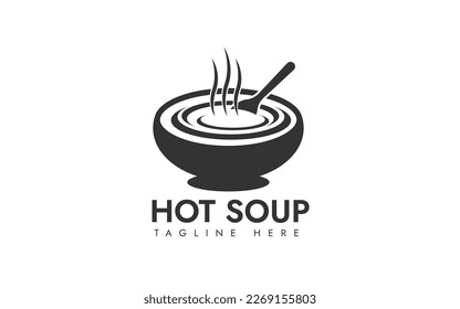 Hot delicious soup logo template.