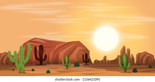 A hot desert landscape illustration