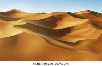 Desierto Caliente Con Dunas De Arenas. Ilustración vectorial