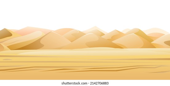 Hot desert.Landscape of southern countryside. Cool cartoon style. Isolated on white background. Vector.