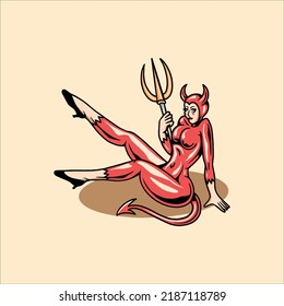 hot devil tattoo vector design