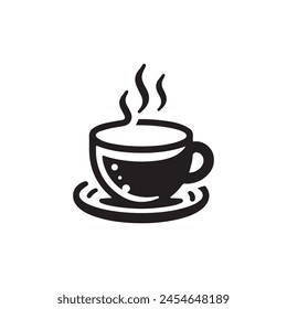 Icono de Vector, taza de café, té o bebida caliente como símbolo, ícono, logotipo o bebida caliente para empresas, bares y tiendas que se relacionan con bebidas o restaurantes  