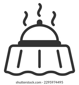 Heißes Abendessen unter einer Kappe auf dem Tisch - Symbol, Illustration auf weißem Hintergrund, Stil der Glyphe