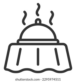 Cena caliente bajo un tapón en la mesa - icono, ilustración sobre fondo blanco, estilo de contorno