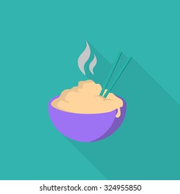 Hot dish with long shadow  flat style