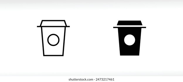 Hot Disposable paper coffee cup icon set coffee drinks line and flat icons set, editable stroke isolated on white, linear vector outline illustration, symbol logo design style