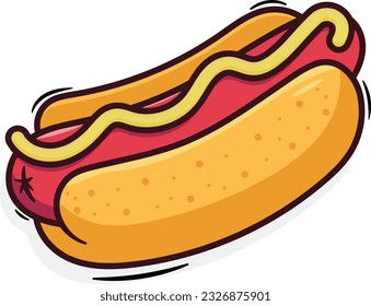 Hot dog - 2d vector illustration. Hot dog. A hot dog sign for a barbeque or event.