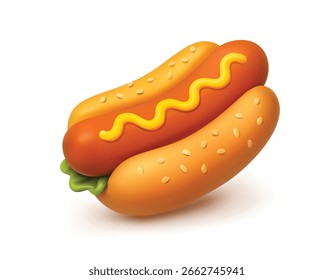 Hot Dog 3d vector Icon