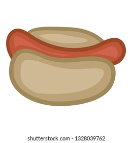 Hot Dog American. Food Doodle Color Clip Art. Hand Drawn Design. Color Sketch