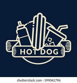 Hot Dog badge, label, logo, icons design templates. Vector illustration