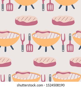 Hot dog barbecue in a seamless surface design, perfect to use on the web or in print for surface design