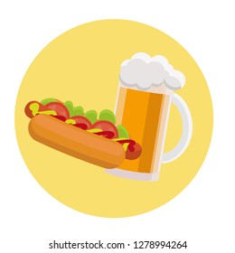 Hot dog and beer vector illustration