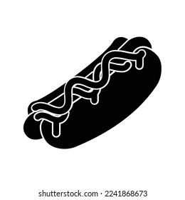 hot dog black color food icon