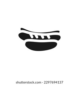 Hot dog black fill icon, world cuisine vector illustration in trendy style. Editable graphic resources for many purposes.