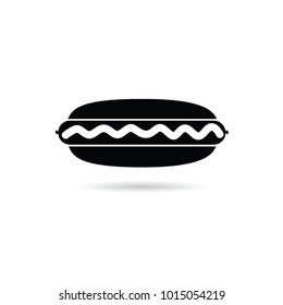 hot dog black icon for fast food on white