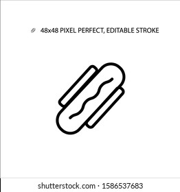 Hot dog black line simple icon. Icon for web sites and  mobile apps. Editable Stroke. 48x48 Pixel Perfect. 