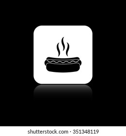 Hot dog - black vector icon on the white button