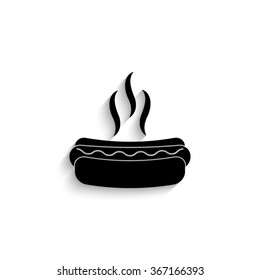 Hot dog - black vector  icon with shadow