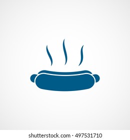 Hot Dog Blue Flat Icon On White Background