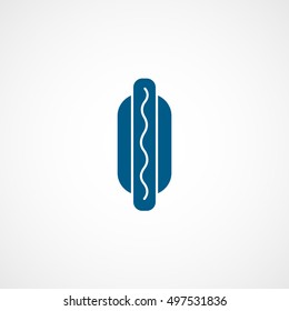 Hot Dog Blue Flat Icon On White Background