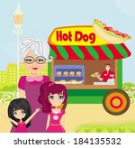 hot dog booth stand in the city 