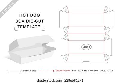 Plantilla de corte de caja de hot dog