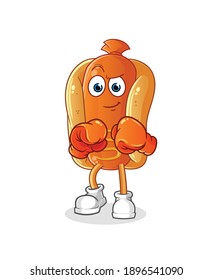 hot dog boxer character. cartoon mascot vector