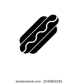 Hot Dog Bun, Fast Food Solid Flat Vetor Icon Isolado no fundo branco.