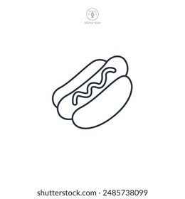 hot dog in a bun with mustard Icon symbol vector illustration isolated on white background