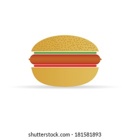 hot dog in a bun vector illustration on white