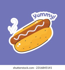 Diseño vectorial de hamburguesas de perro caliente, icono de comida rápida dibujado a mano en estilo moderno