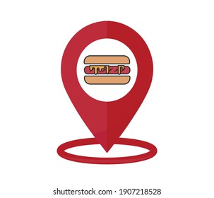 Hot Dog Cafe and restaurant location icon. Vector isolated flat illustration for poster, menus, brochure, web and icon.
