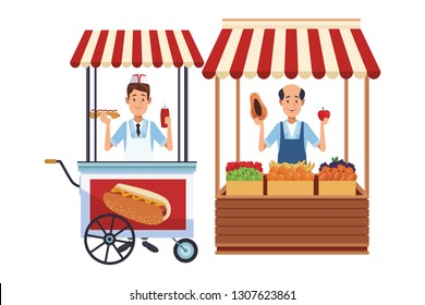 hot dog cart cartoon